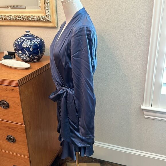 Veronica Beard - Agatha Steel Blue Silk Mini Dress-H17 - Picture 10 of 12